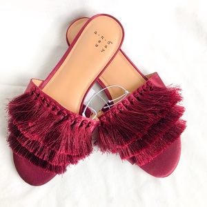 Burgundy Tassel Slide-on Sandals, by A New Day